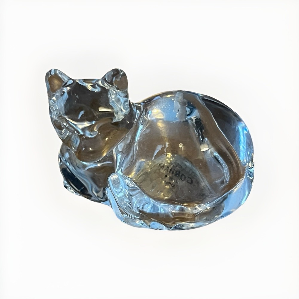 Gorham Crystal Cat‎ Salt Shaker Figurine Clear Glass MCM